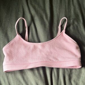 Pink Ribbed Women's Bikini Top